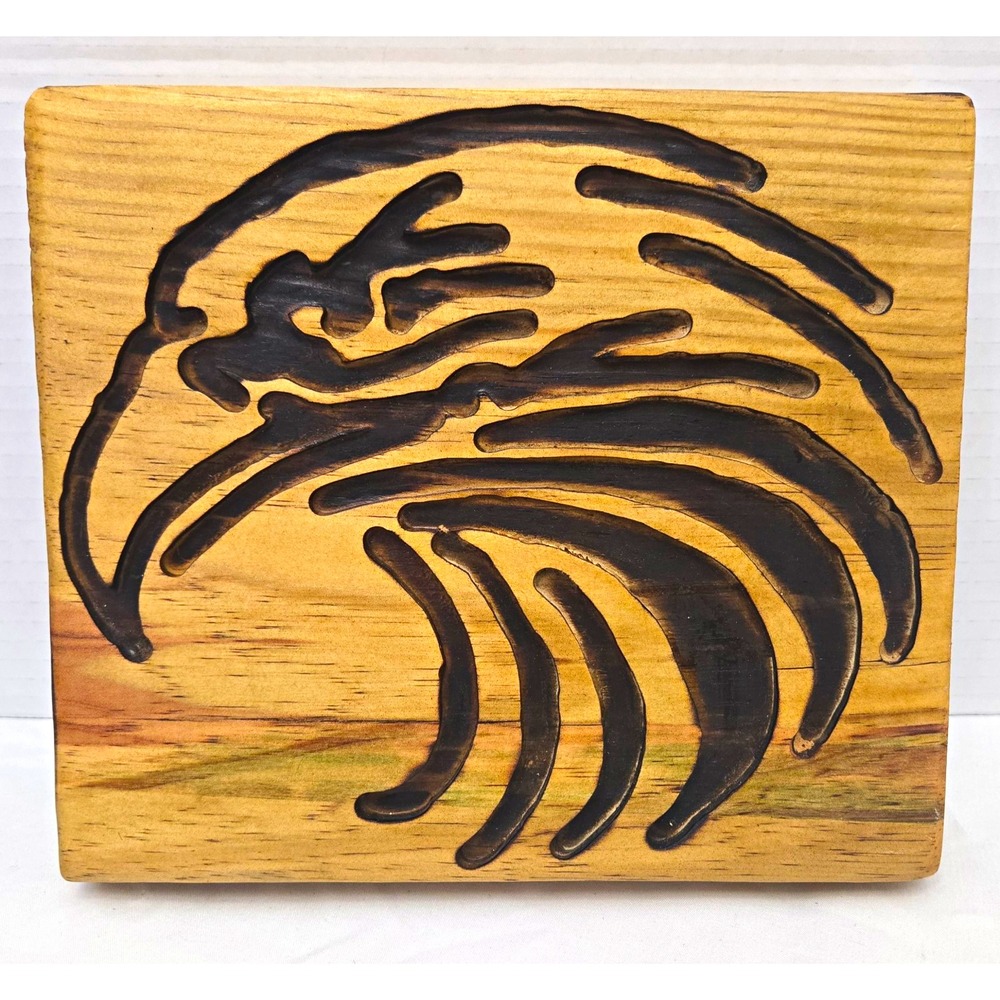 Rustic Handcrafted Wood Carved Eagle Plaque -1.5" Thick Freestanding Shelf Block